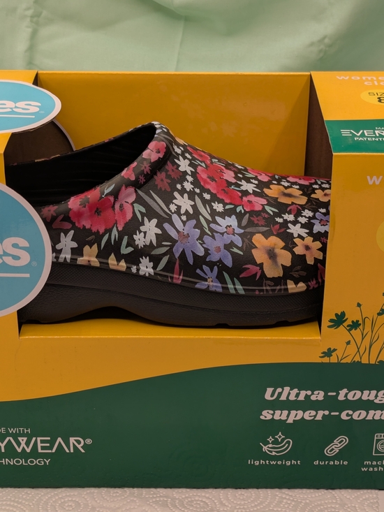 totes Shoes - Totes Waterproof Floral Slip-On Clog in Black with Multicolor Flowers Sz 8 New